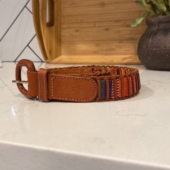 Genuine leather colorful sarape belt sz Xl bohemian festival main image 7